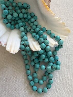 Stone Beaded Necklace Hand Knotted